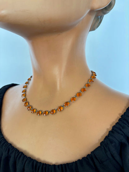 1930s Orange Rhinestone Necklace