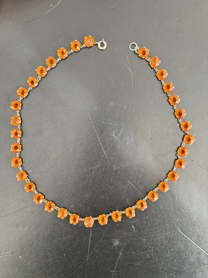 1930s Orange Rhinestone Necklace