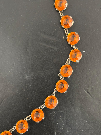 1930s Orange Rhinestone Necklace