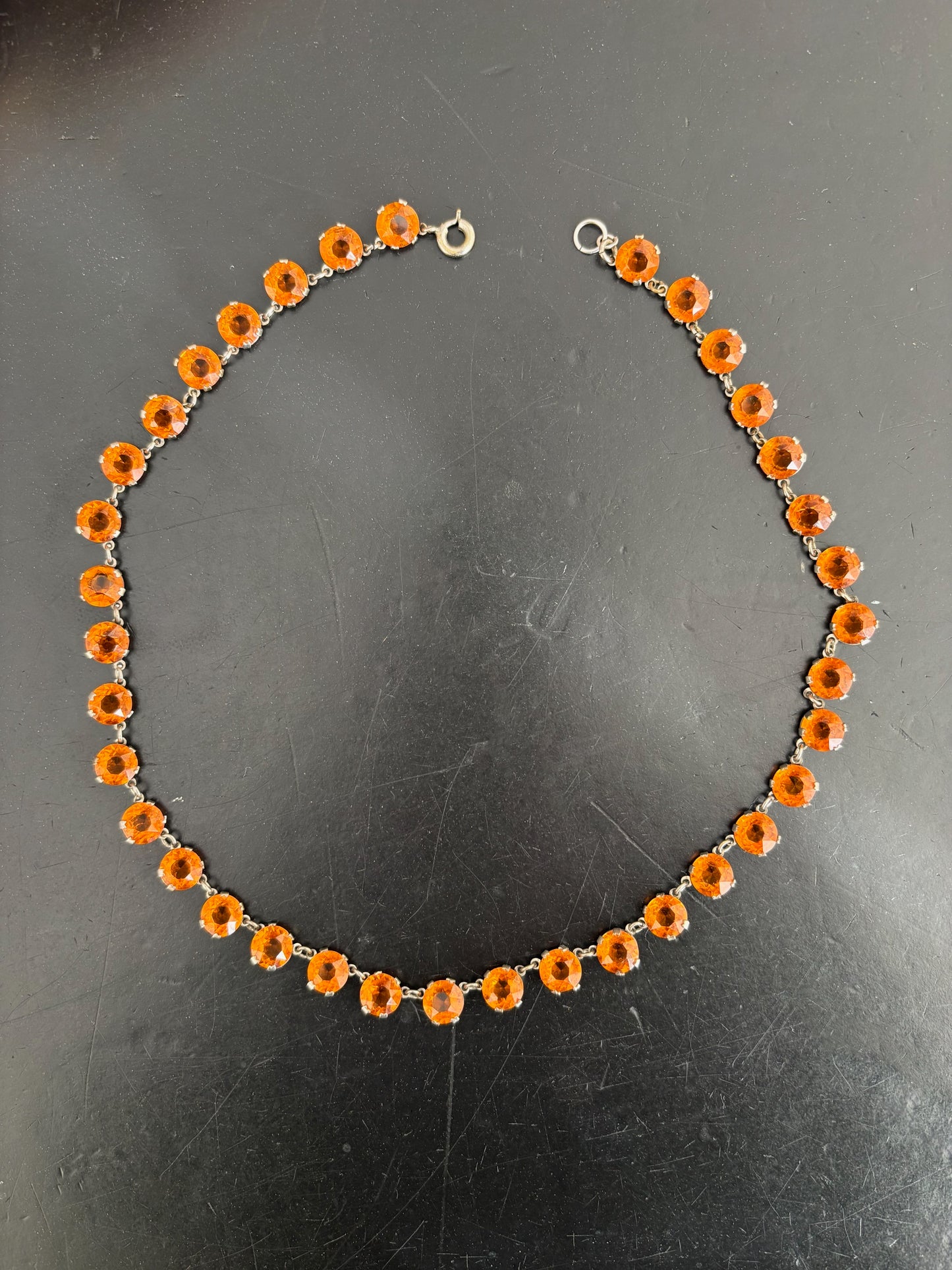 1930s Orange Rhinestone Necklace