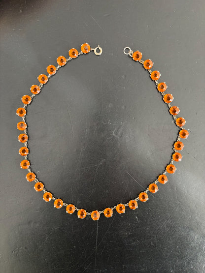 1930s Orange Rhinestone Necklace