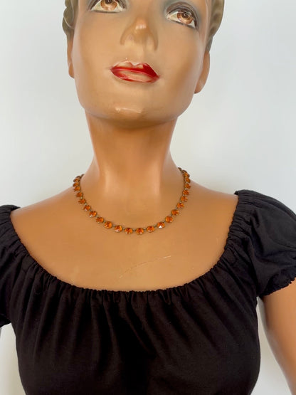 1930s Orange Rhinestone Necklace