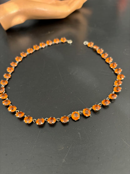 1930s Orange Rhinestone Necklace