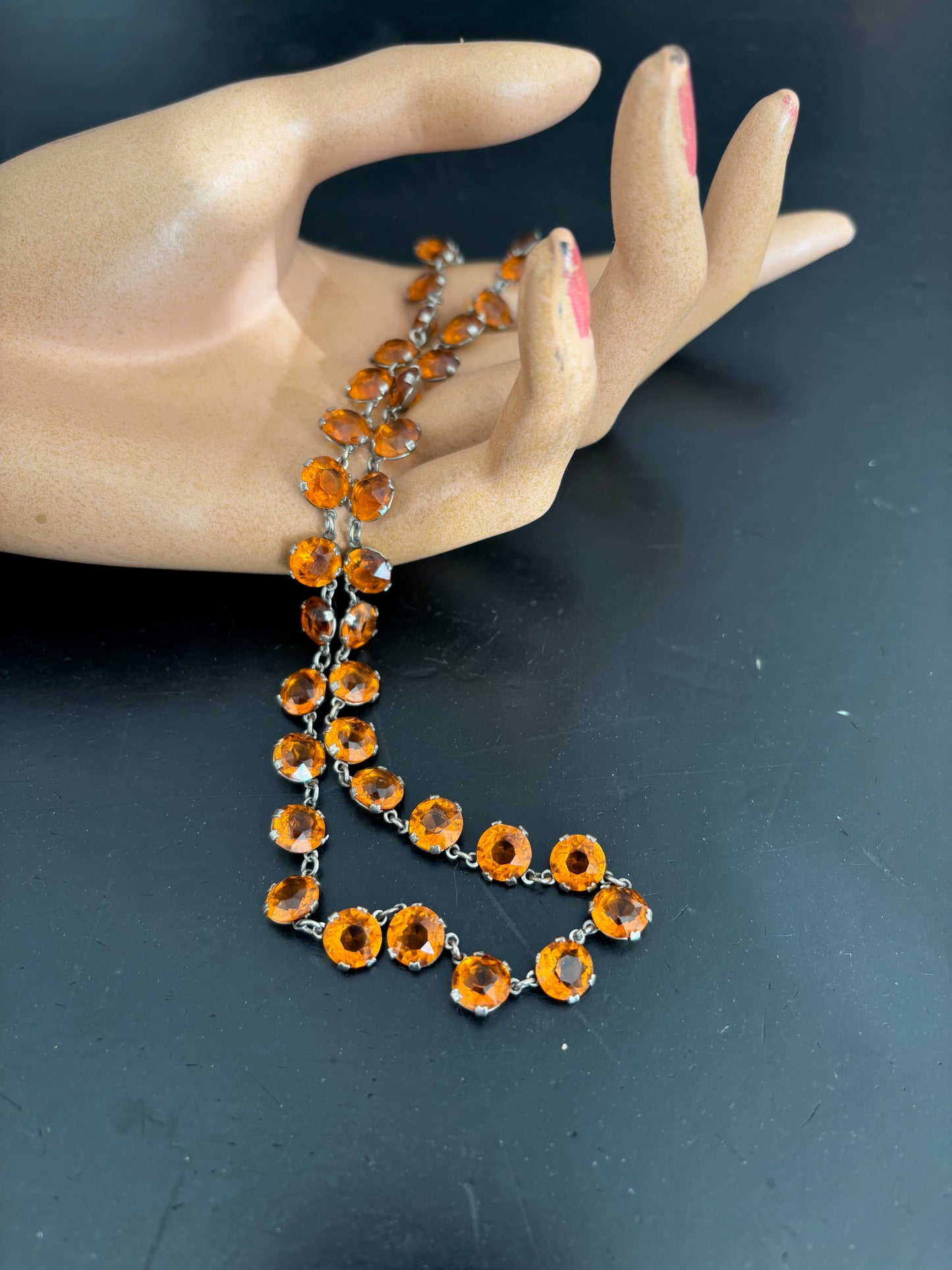 1930s Orange Rhinestone Necklace