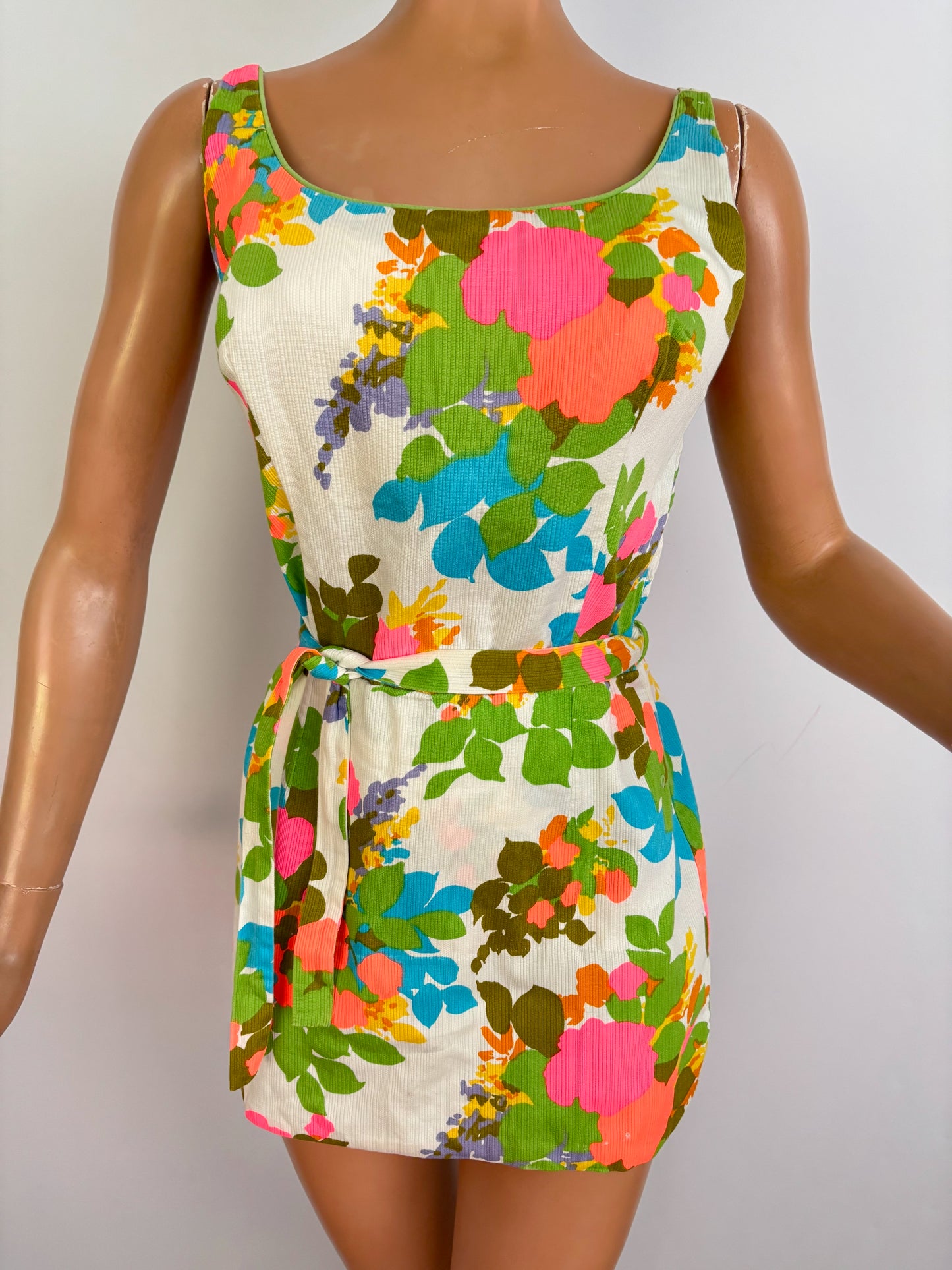 M | 1960s Peter Pan Sun Blazers Hawaii Bathing Suit Floral Swim Dress