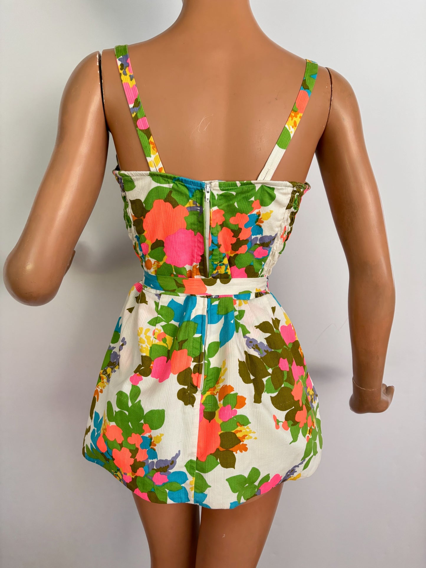 M | 1960s Peter Pan Sun Blazers Hawaii Bathing Suit Floral Swim Dress