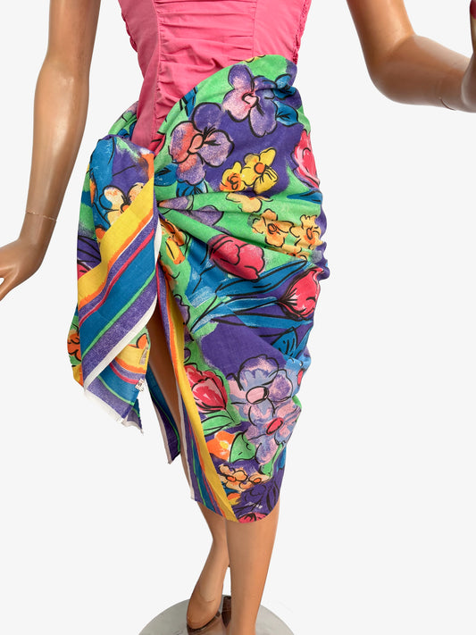 Mary Quant Floral Scarf Wrap Pareo Sarong 1980s