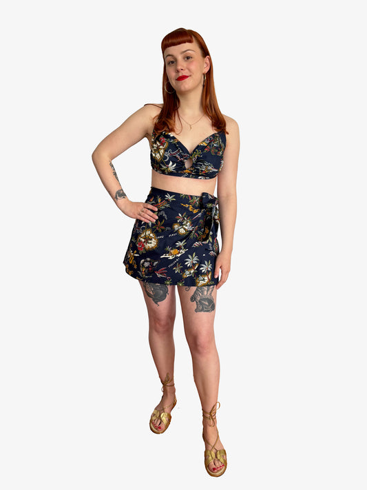 Alani Three piece 1940s Style Hawaiian Novelty Bathing Suit