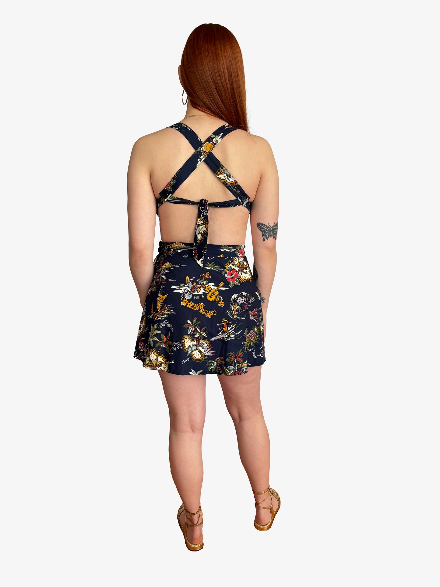Alani Three piece 1940s Style Hawaiian Novelty Bathing Suit
