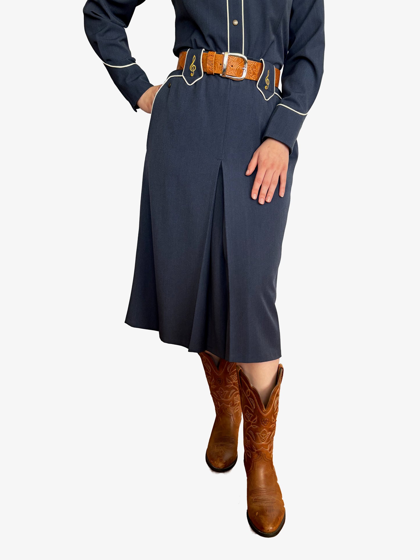 Lily-Mae 1940s Western Skirt Navy Blue - Made to Order