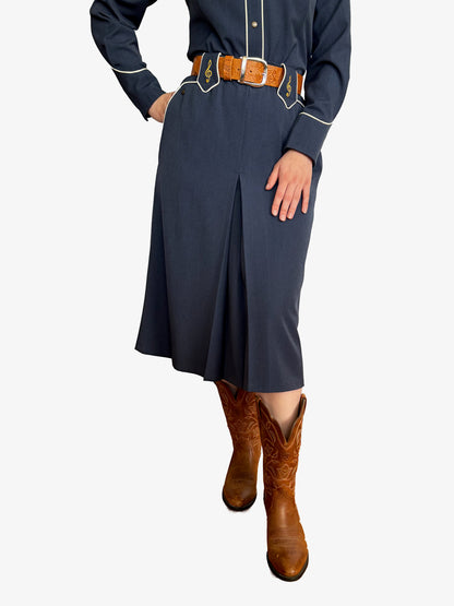 Lily-Mae 1940s Western Skirt Navy Blue - Made to Order
