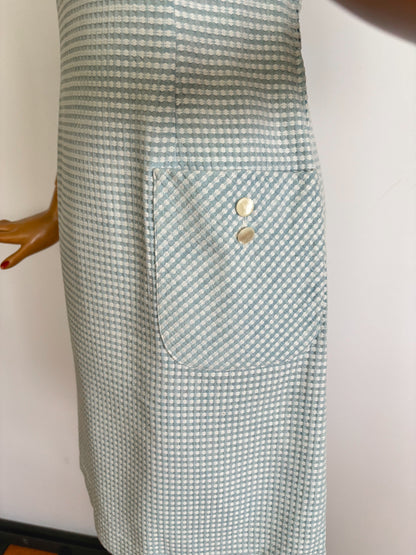 M | 1960s Light Blue And White Mod Dress