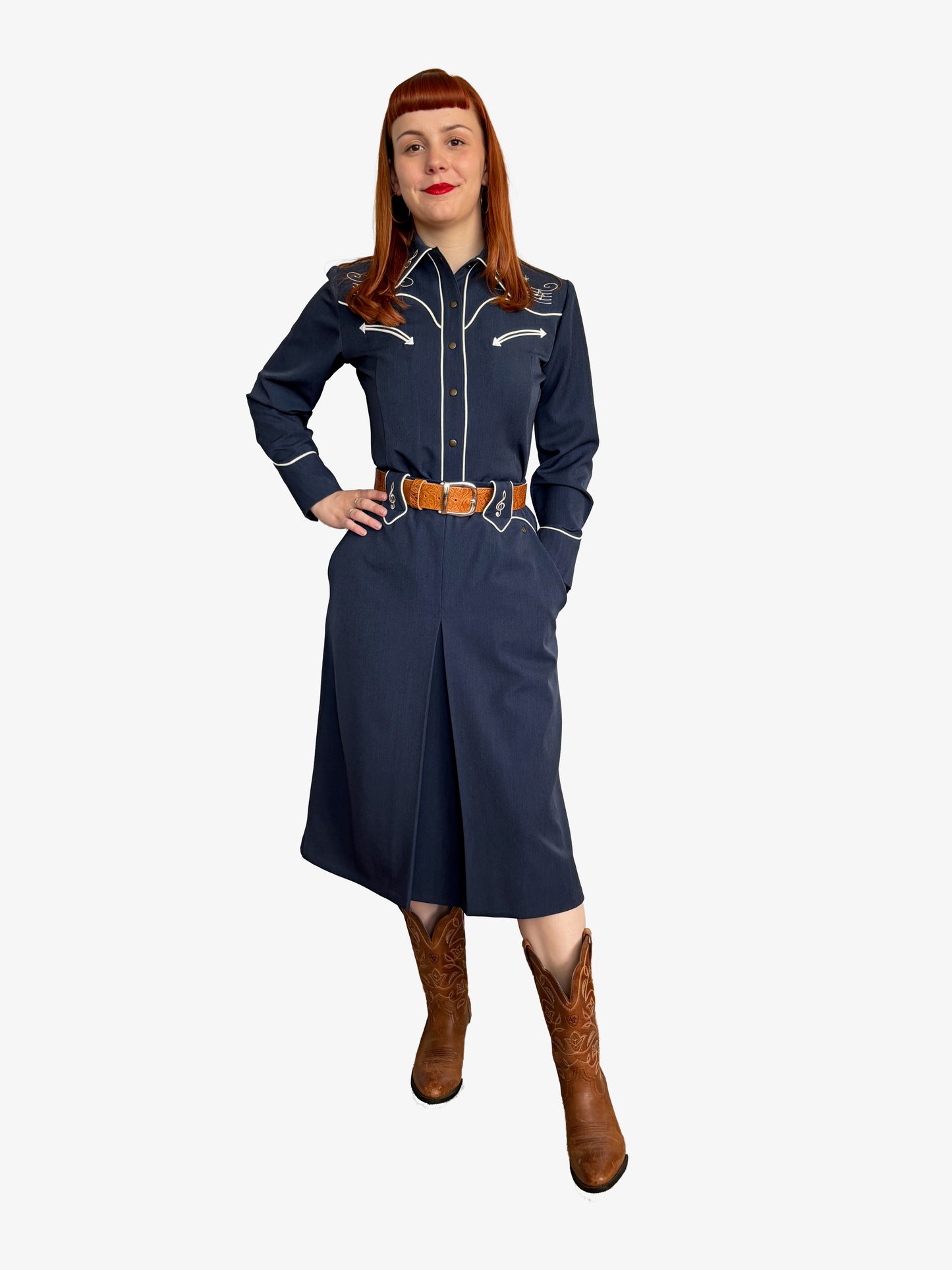 Lily-Mae 1940s Western Skirt Navy Blue - Made to Order