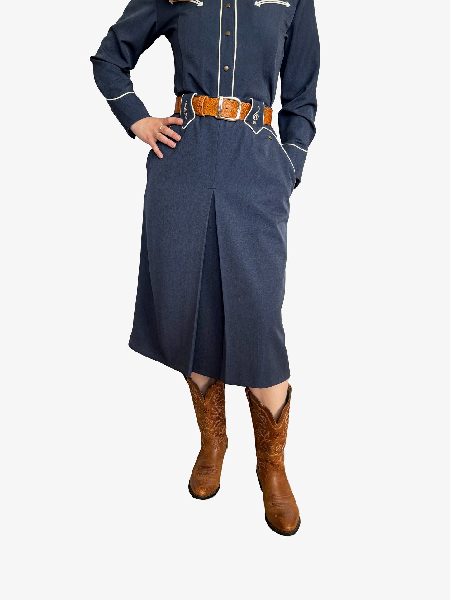 Lily-Mae 1940s Western Skirt Navy Blue - Made to Order
