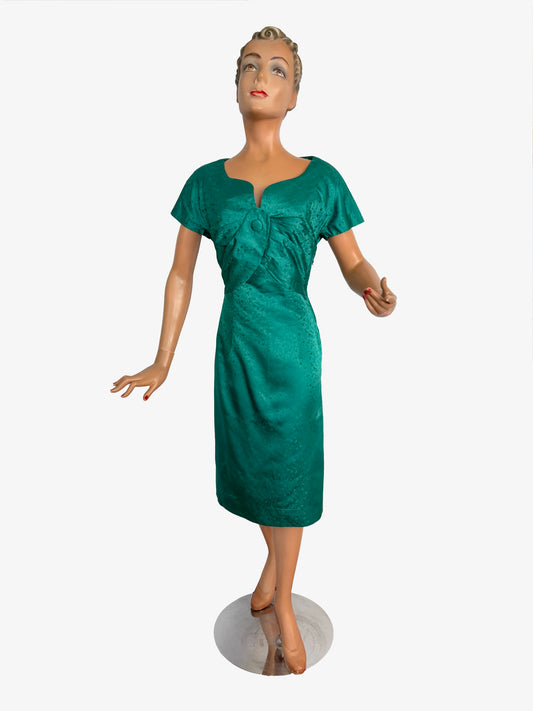 M | 1950s/60s Emerald Green Wiggle Dress