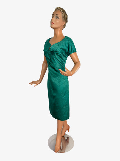 M | 1950s/60s Emerald Green Wiggle Dress