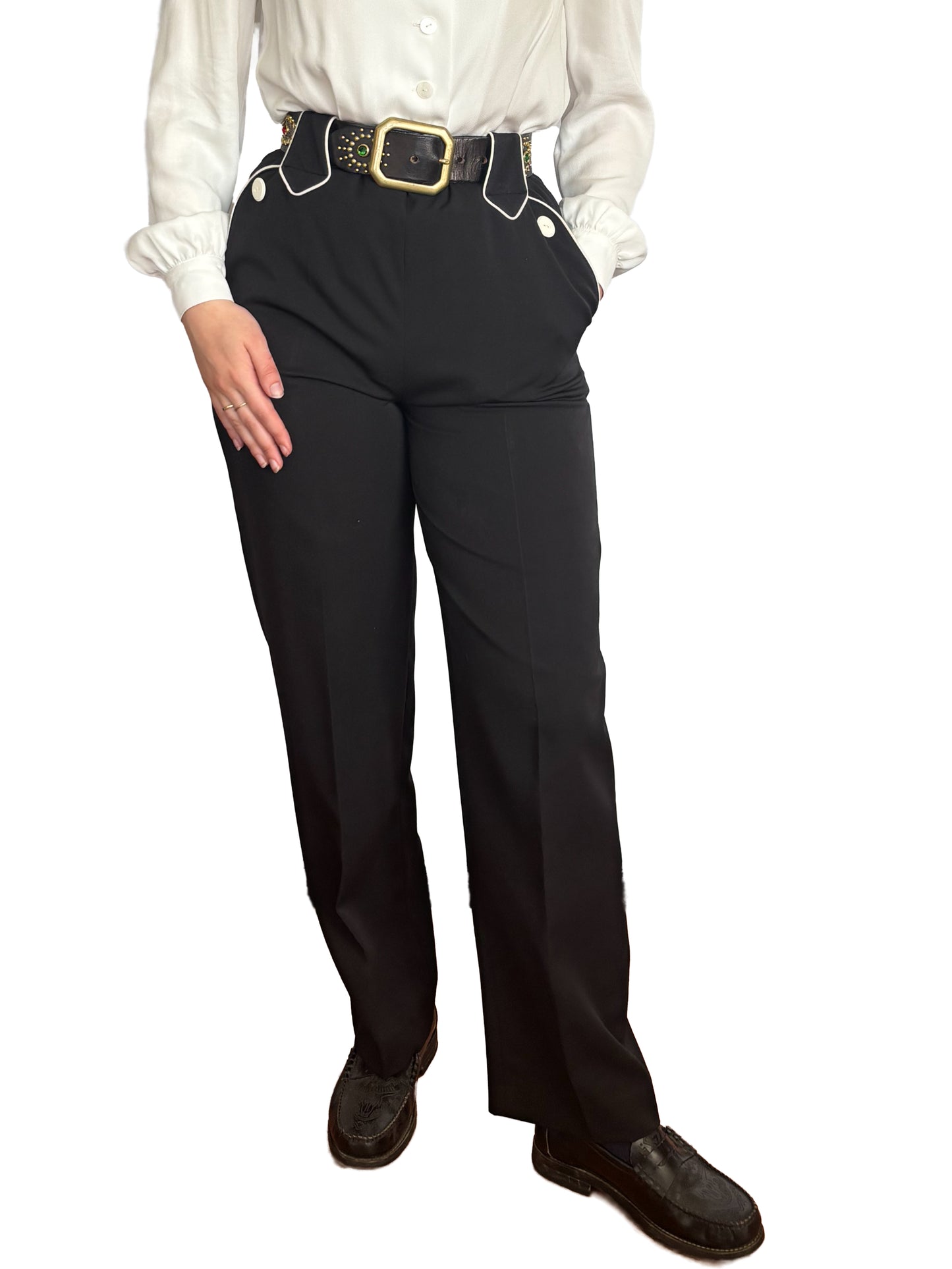 1940s Style Western Slacks Black -  Made to Order