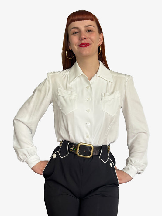 Daisy Mae 1940s Blouse White