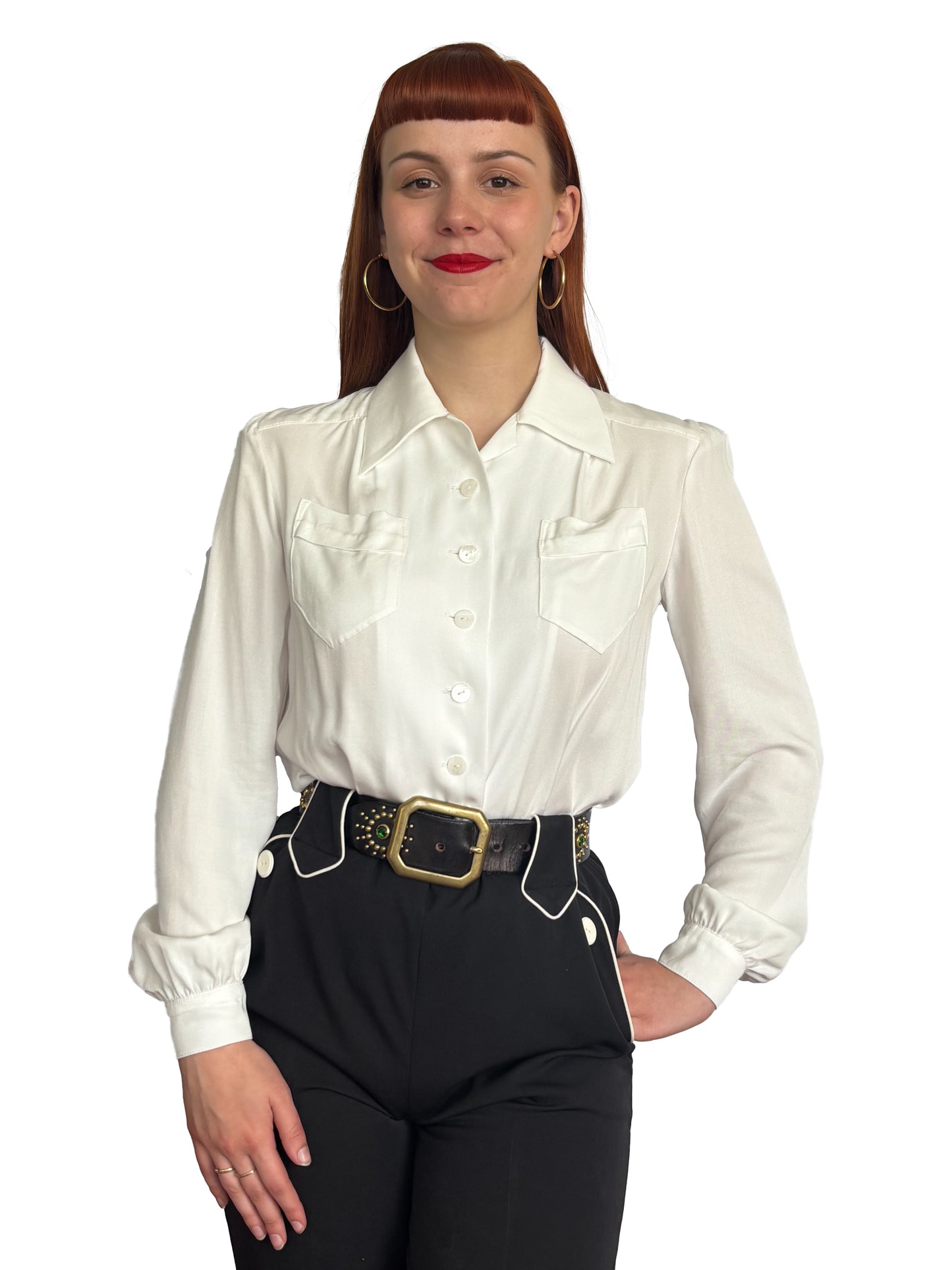 Daisy Mae 1940s Blouse White