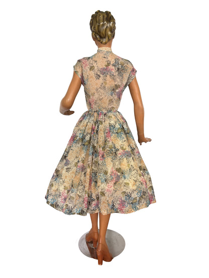 XS | 1950s Floral Organza Dress