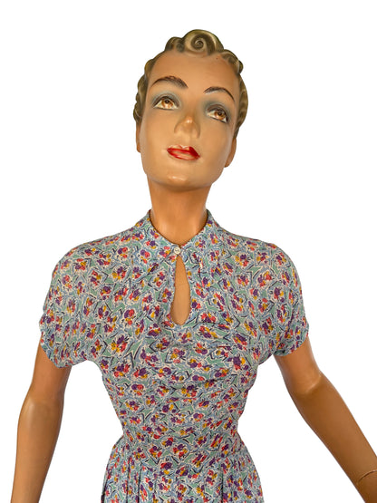 1940s Crepe Rayon Dress | Medium