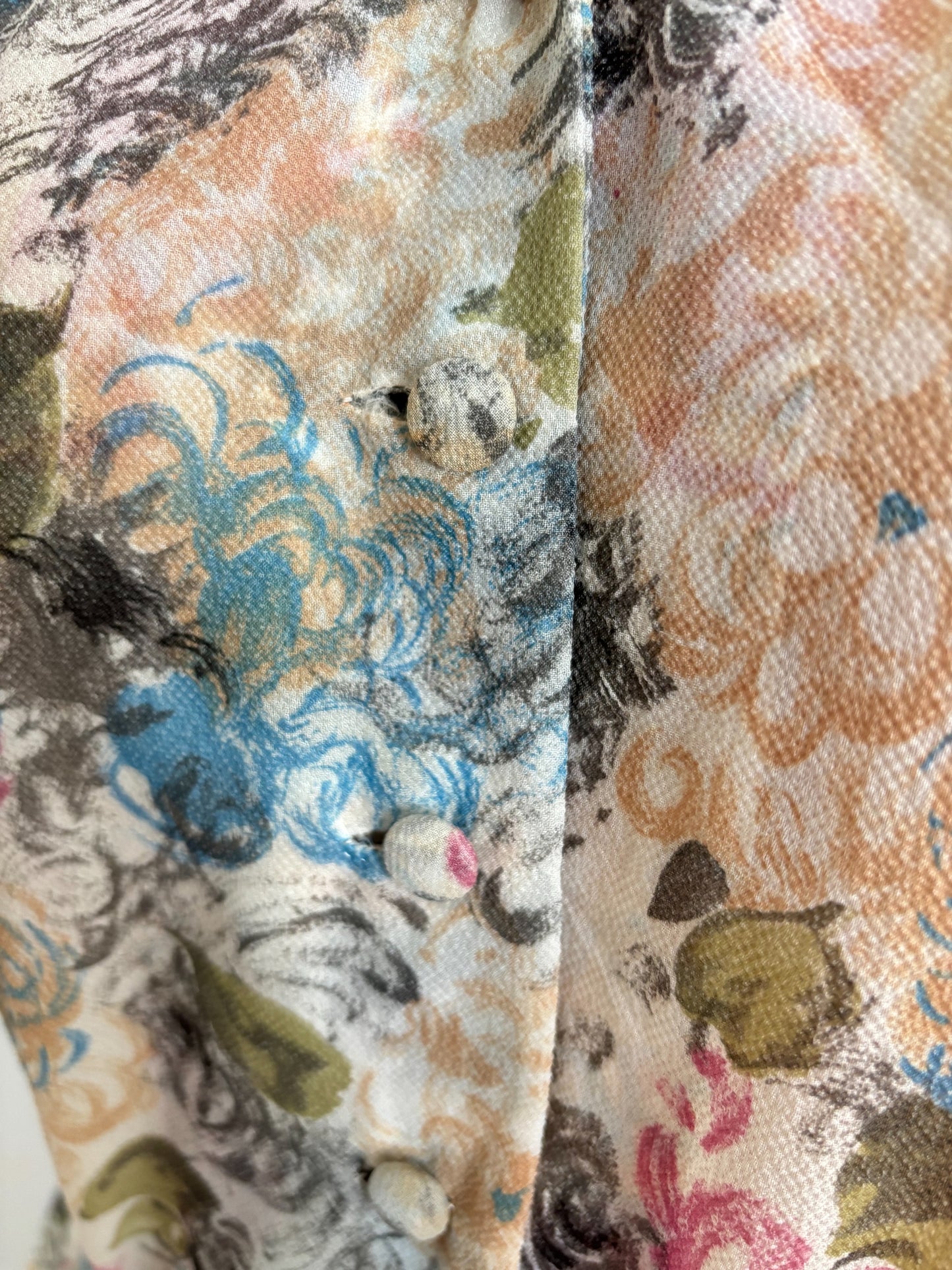 XS | 1950s Floral Organza Dress
