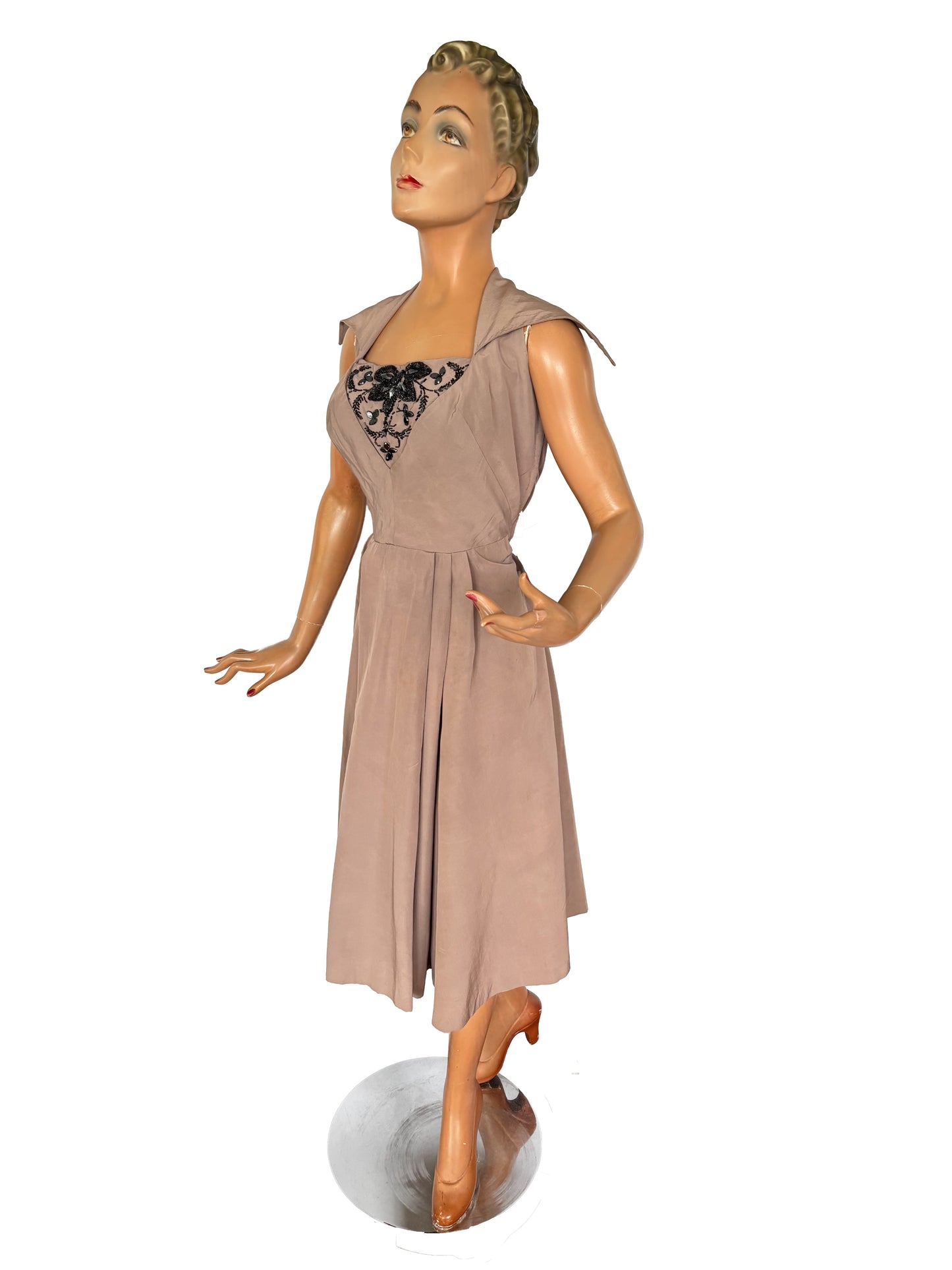 1940s Taffeta Evening Dress | Medium
