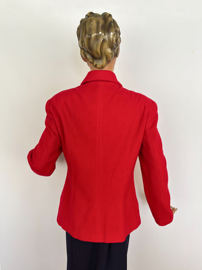 M/L | 1980s Red Wool Zip Jacket Made In Italy