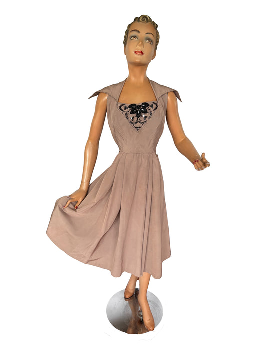 1940s Taffeta Evening Dress | Medium