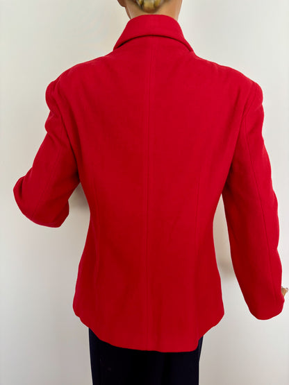 M/L | 1980s Red Wool Zip Jacket Made In Italy