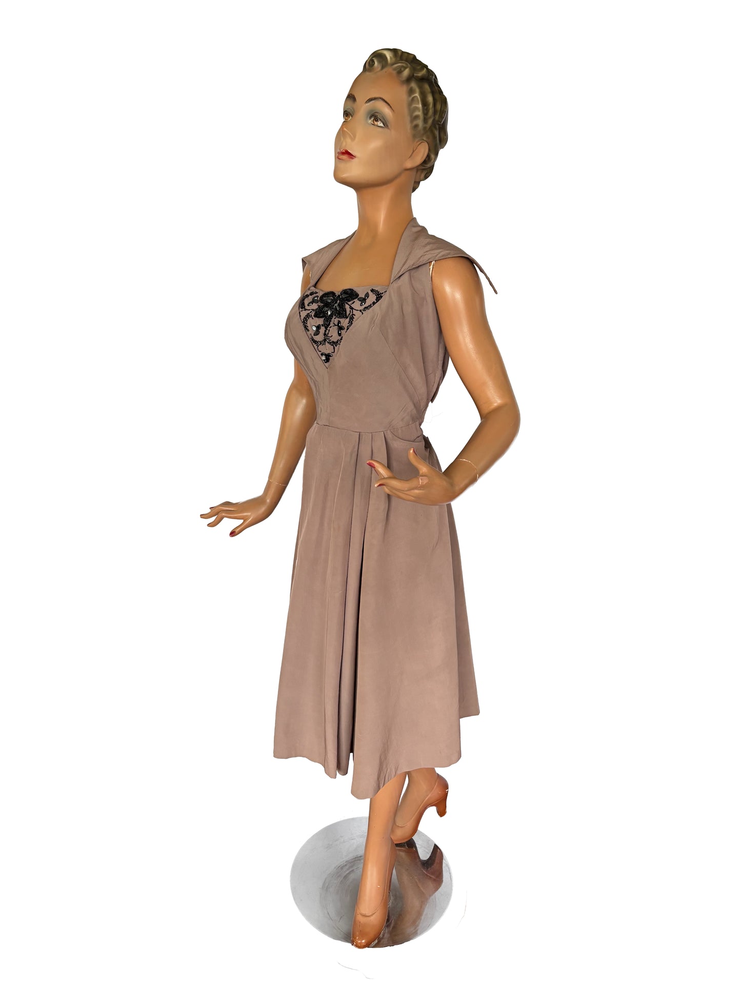 1940s Taffeta Evening Dress | Medium