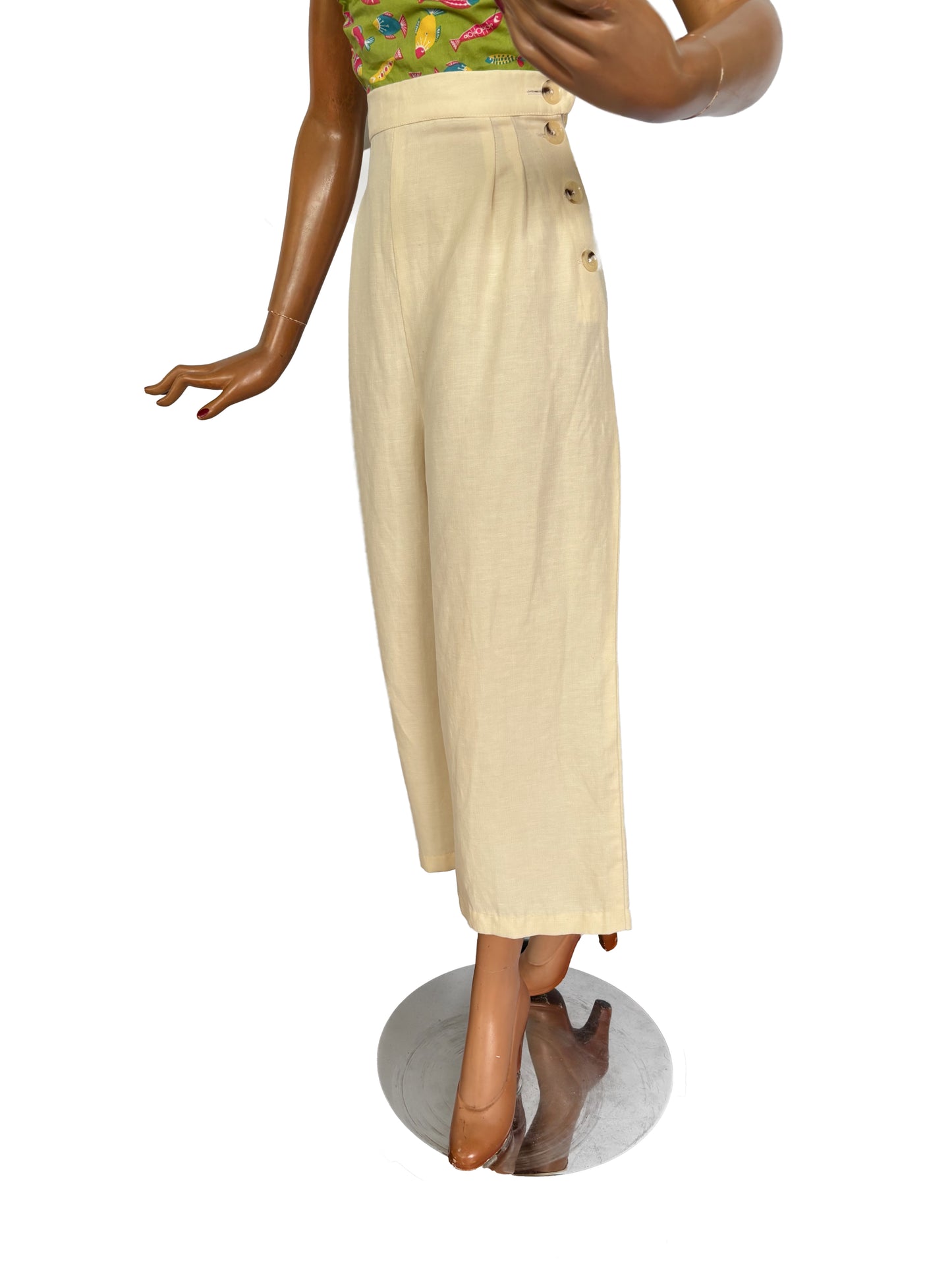 1940s Style Linen Culottes | XS