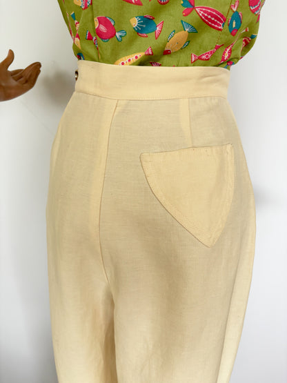 1940s Style Linen Culottes | XS