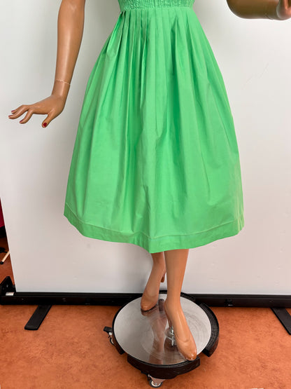 S/M | 1960s Apple Green Cotton Dress