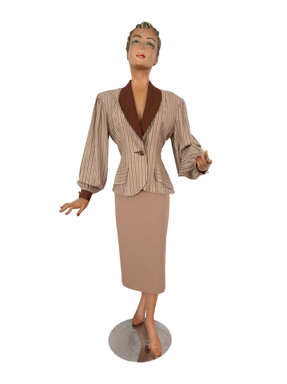 M | 1940s Style Striped Blouse Jacket