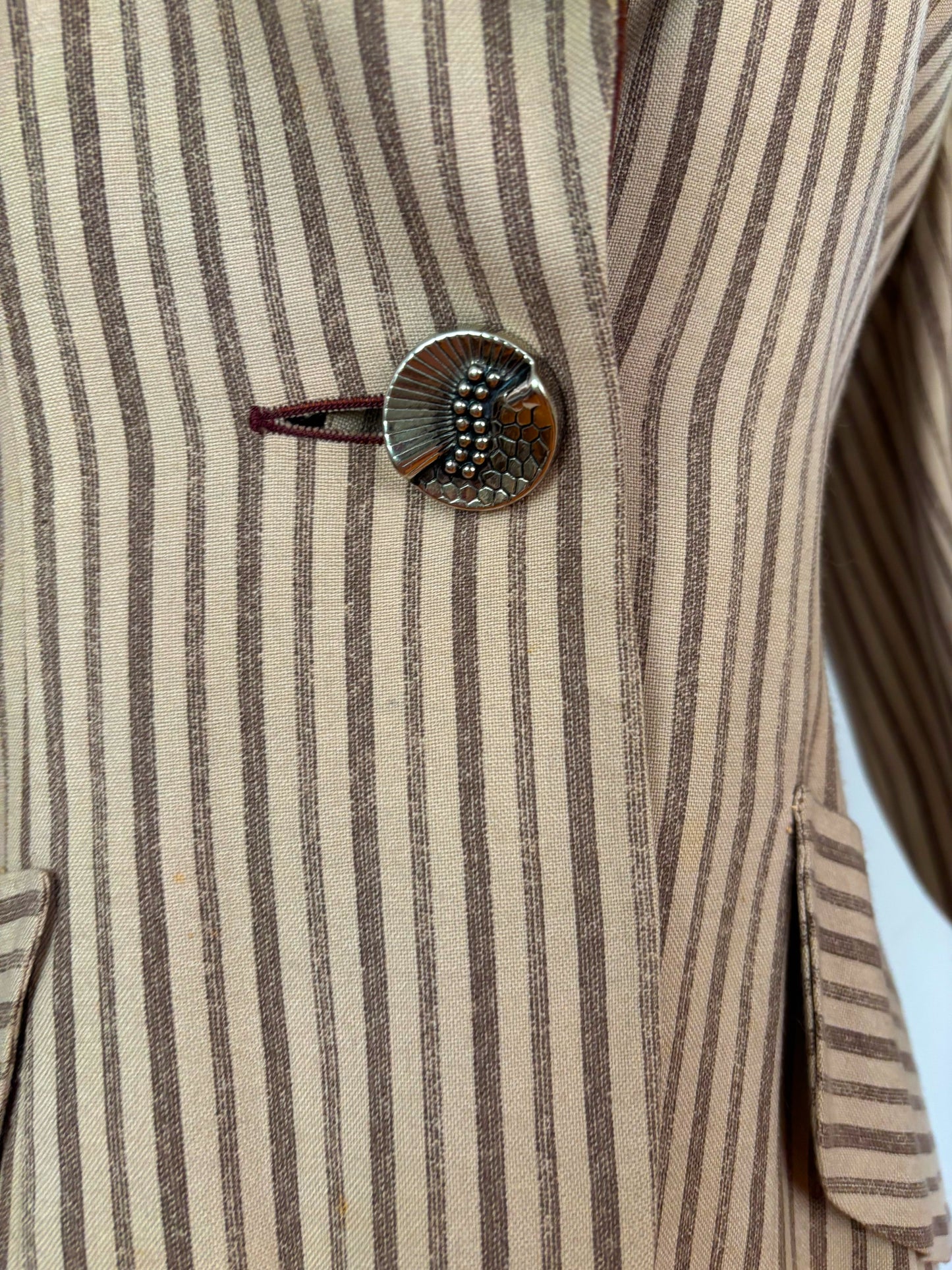 M | 1940s Style Striped Blouse Jacket