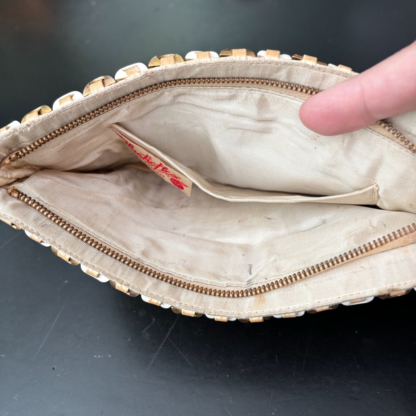 1940s Gold White Plasticflex Purse