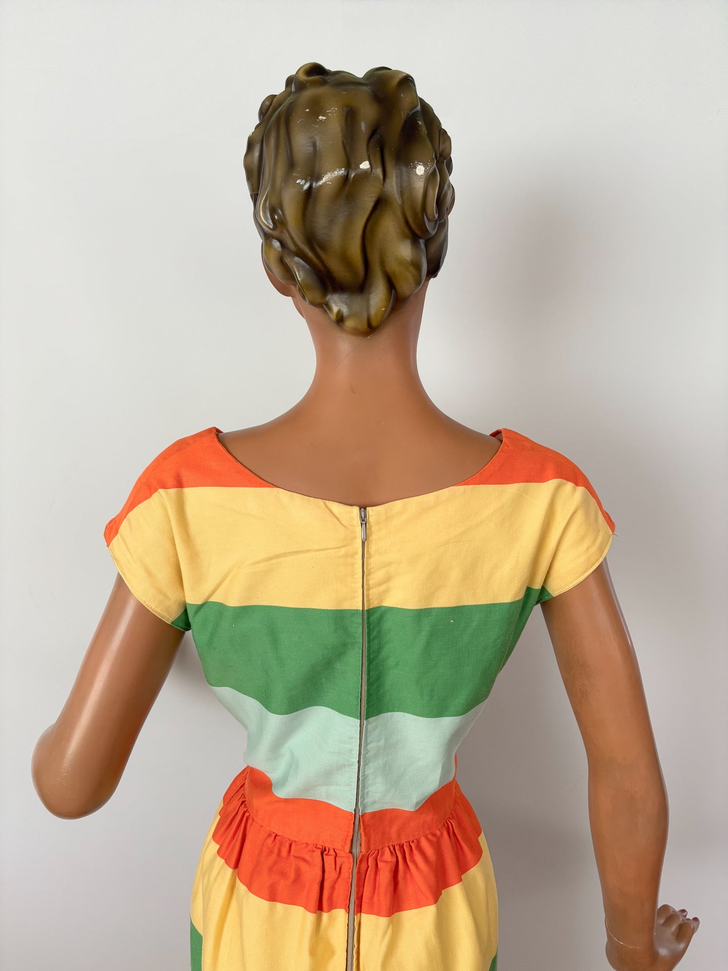M | 1950s/60s Striped Boutique Dress Jean Louzac