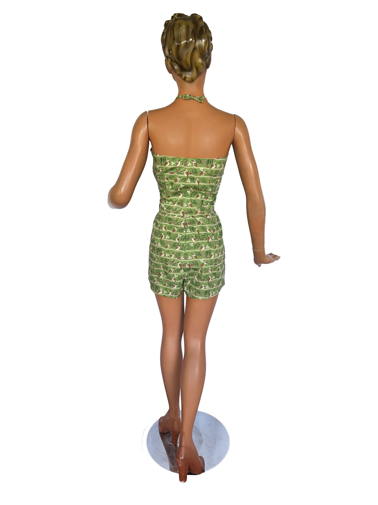 1940s Style Beach Set / Playsuit Kookaburra Print Novelty Print Top | XS/S