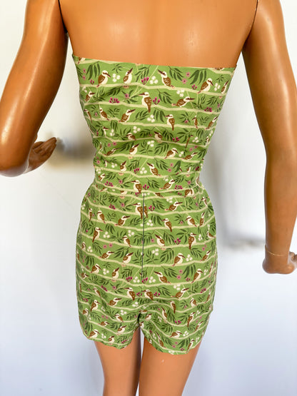 1940s Style Beach Set / Playsuit Kookaburra Print Novelty Print Top | XS/S