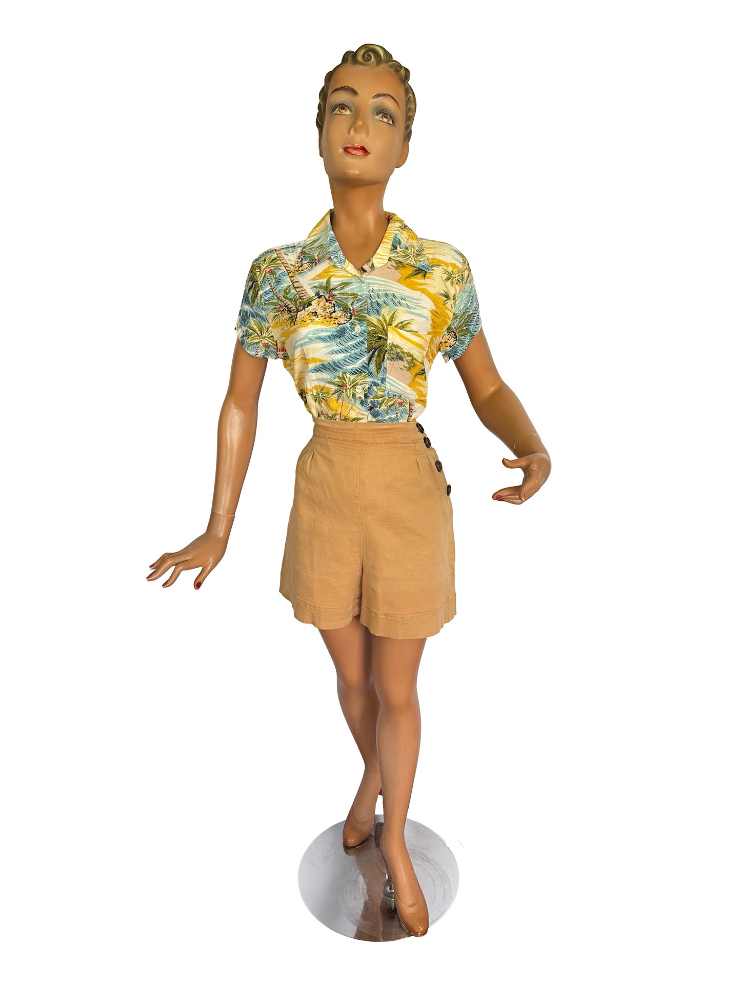 1940s Style Khaki Shorts | XS/S