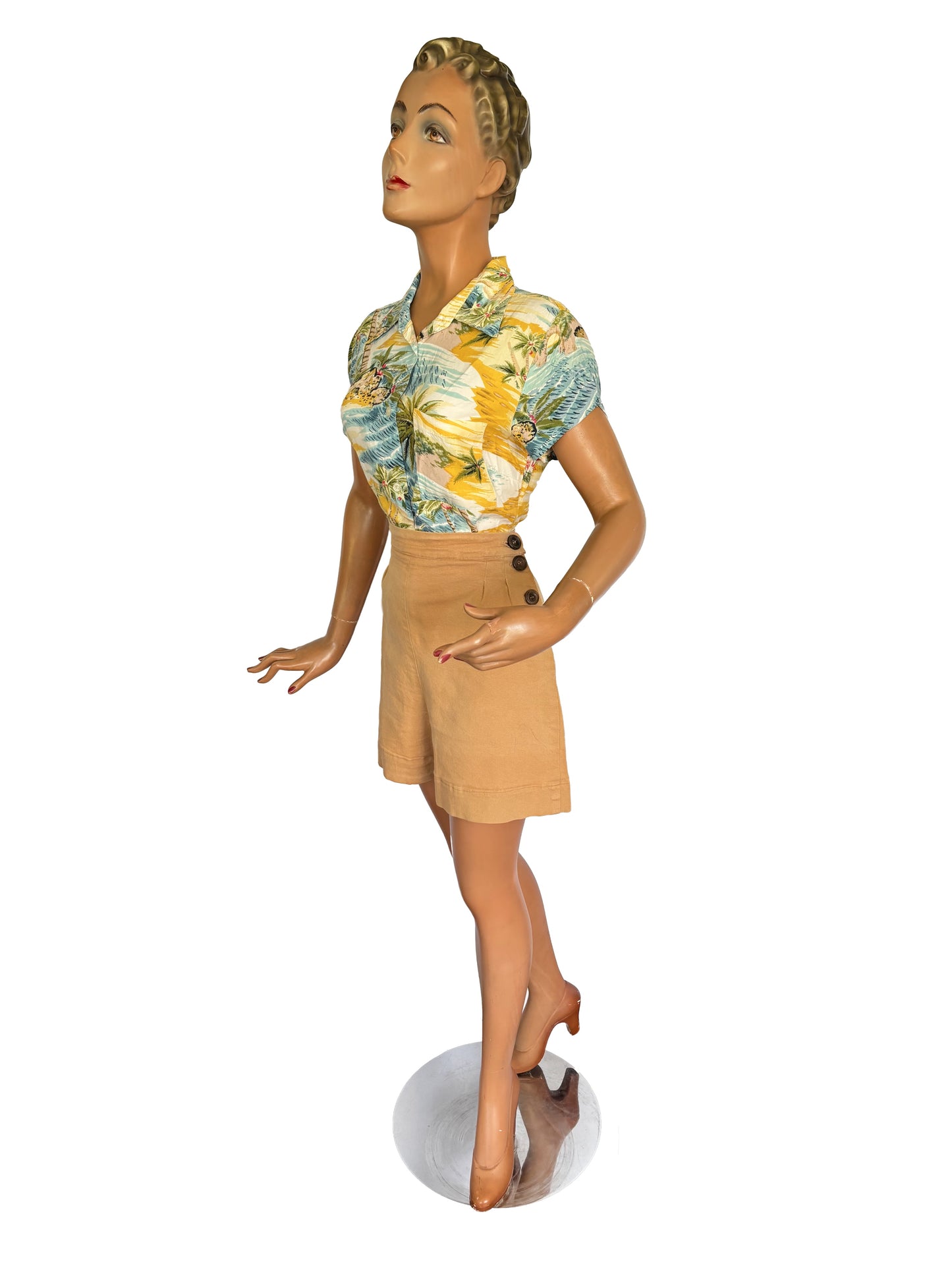 1940s Style Khaki Shorts | XS/S