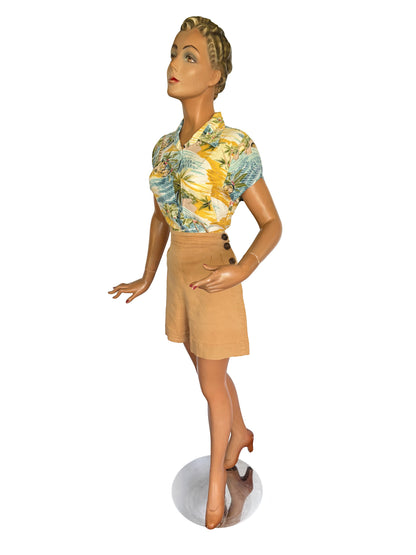 1940s Style Khaki Shorts | XS/S