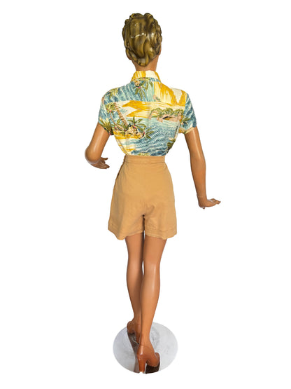 1940s Style Khaki Shorts | XS/S