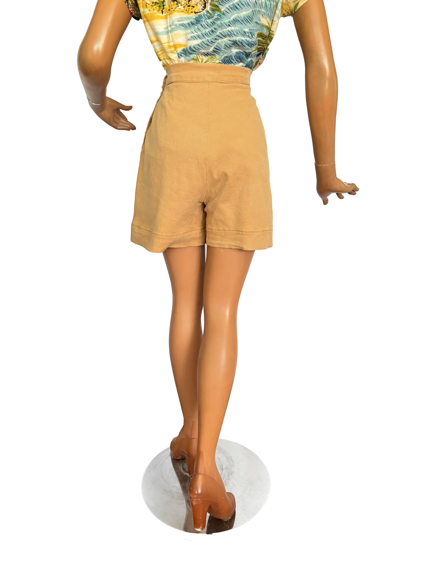1940s Style Khaki Shorts | XS/S