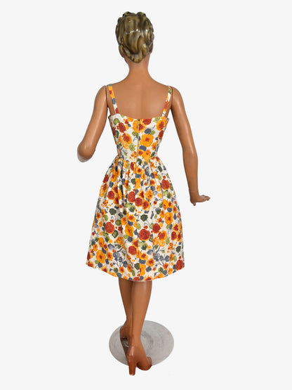 XS | 1950s Floral Cotton Sundress