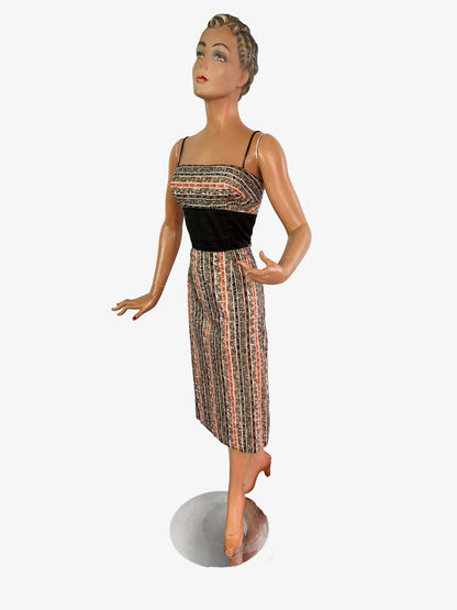 1950s/60s Alfred Shaheen Novelty Tree Print Pencil Dress | XSmall