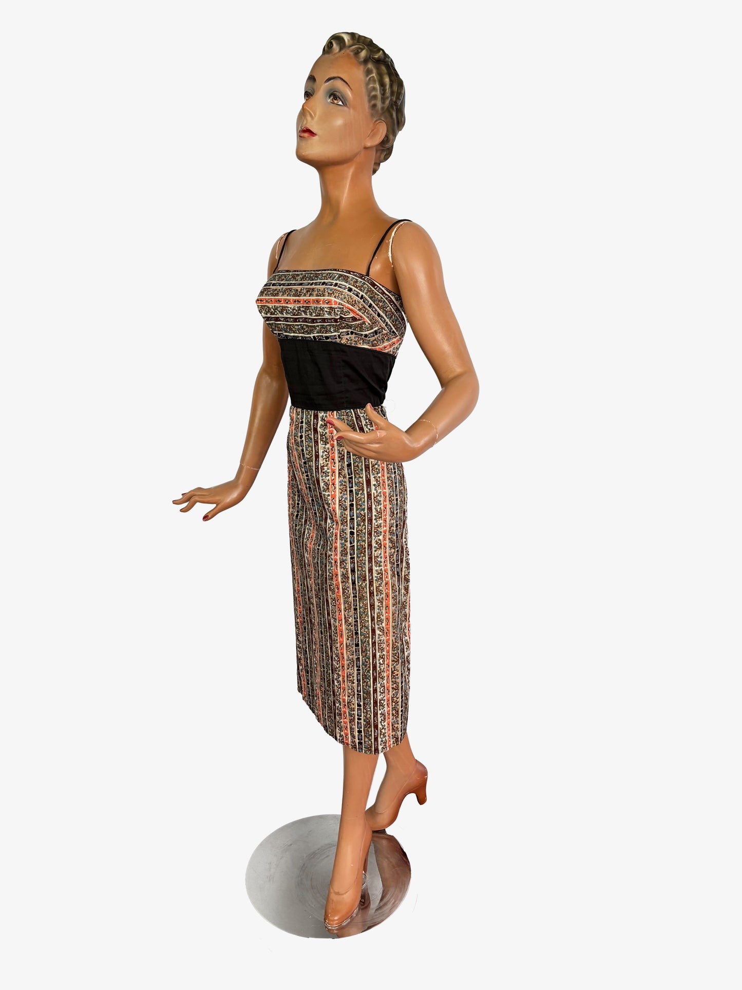 1950s/60s Alfred Shaheen Novelty Tree Print Pencil Dress | XSmall