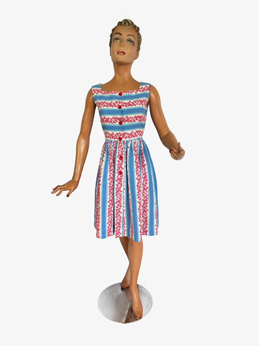 1950s Waffle Cotton Dress | XSmall