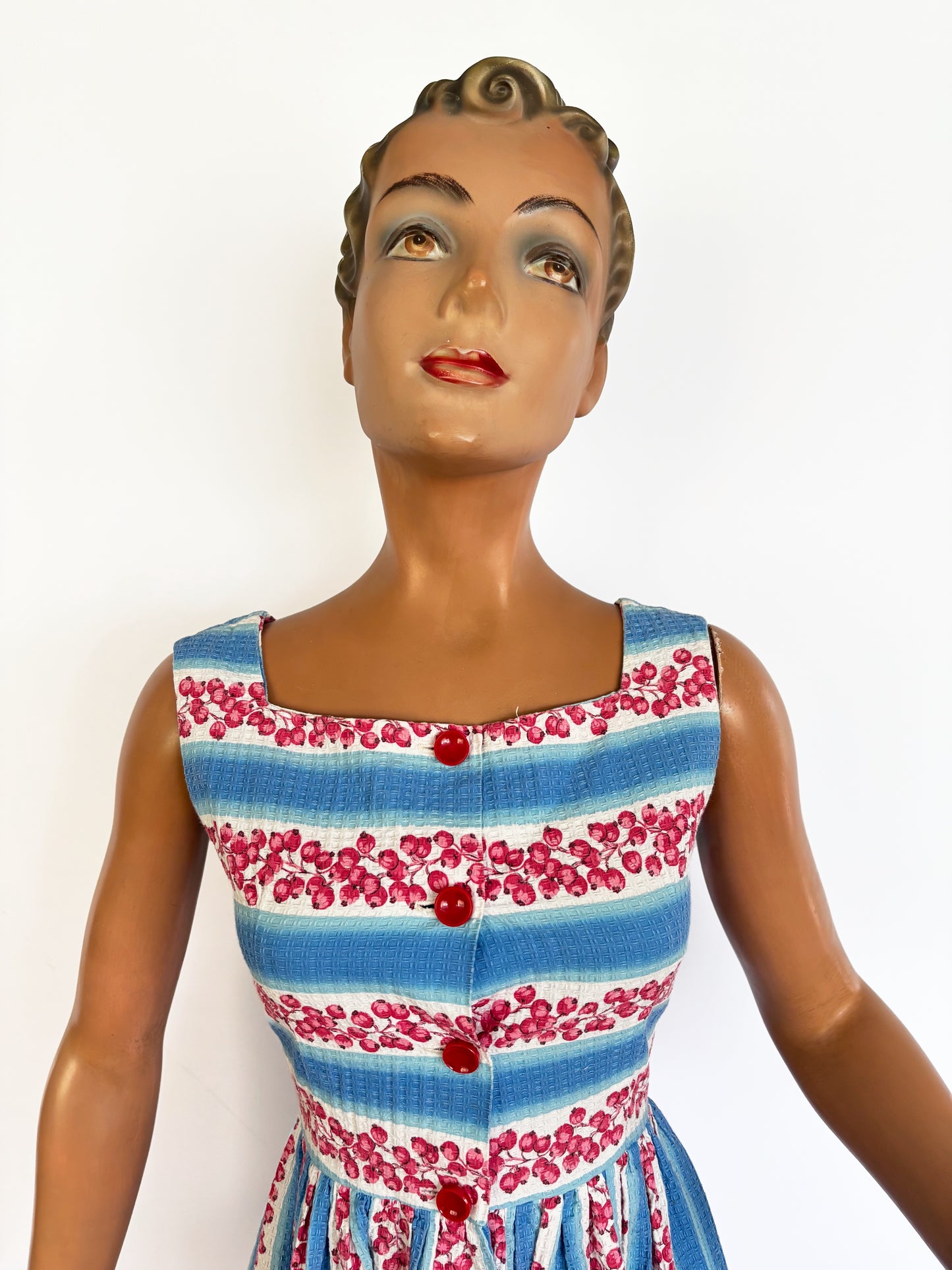 1950s Waffle Cotton Dress | XSmall
